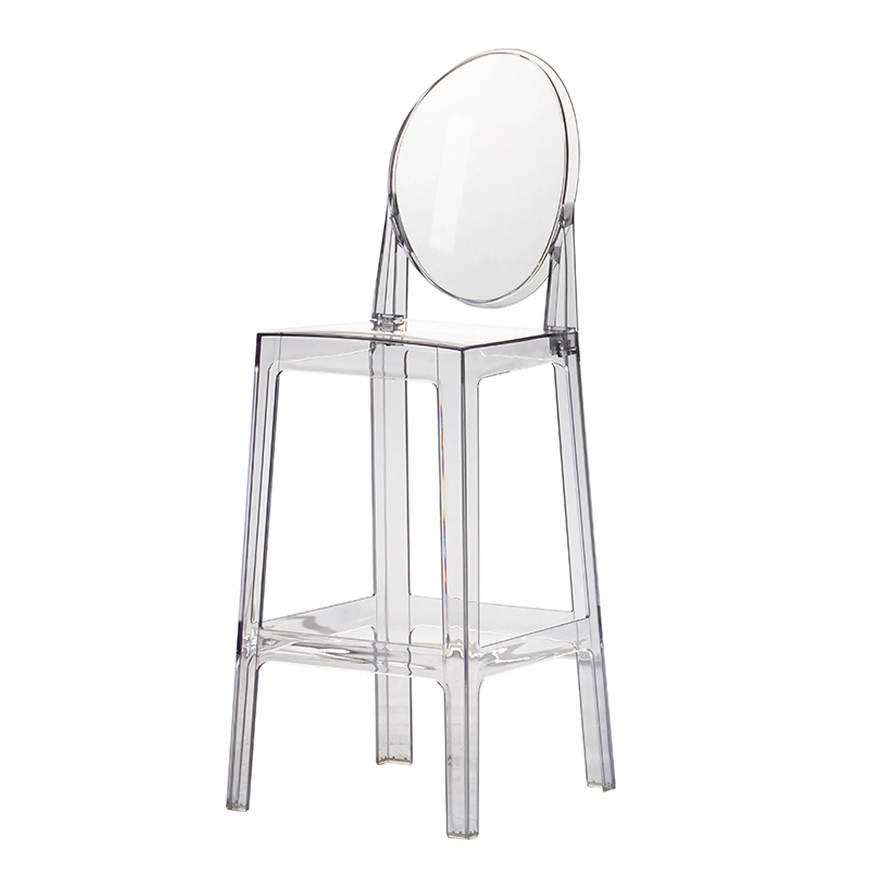 30 Inch Barstool Chair, Transparent Clear Acrylic Frame, Oval Backrest By Casagear Home