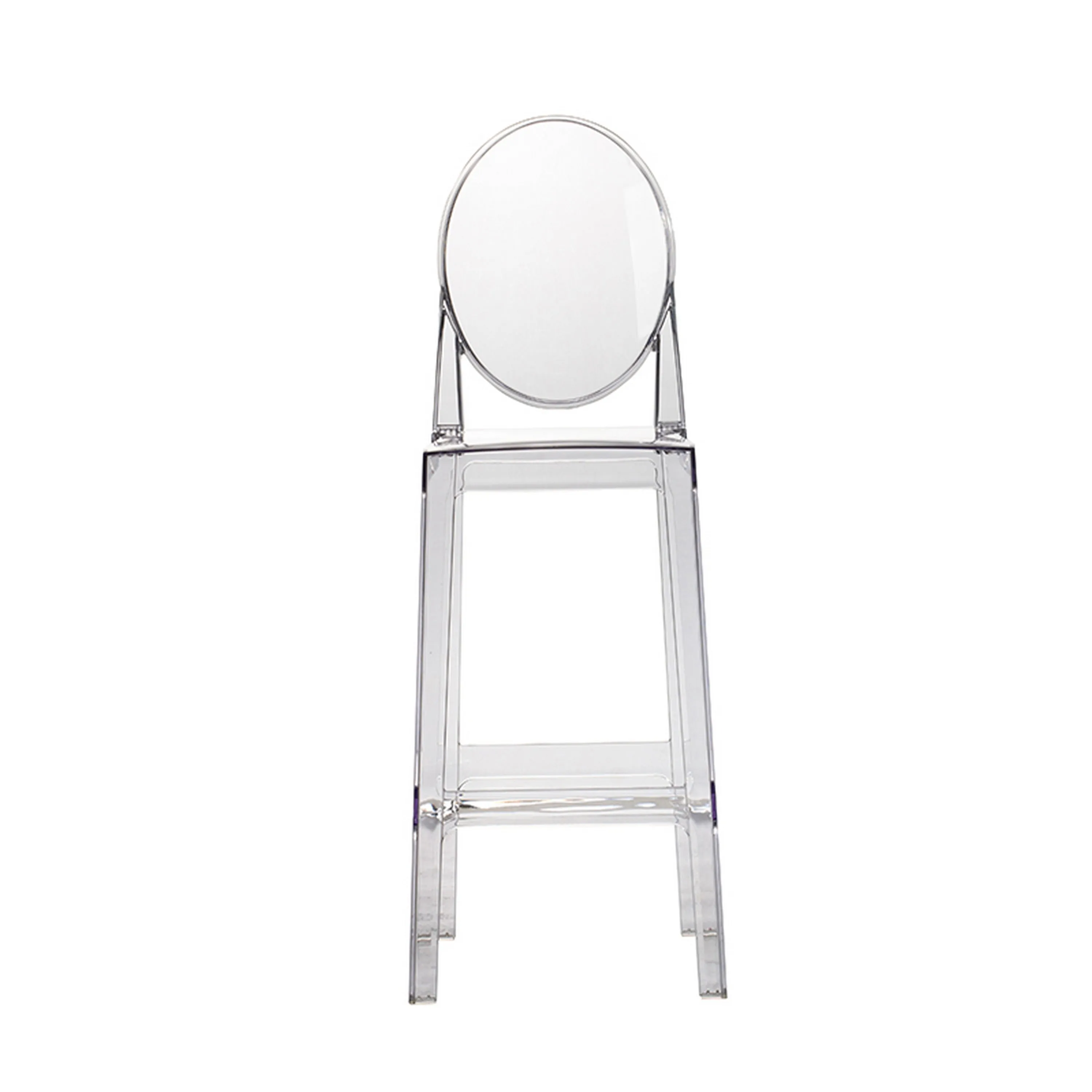 30 Inch Barstool Chair, Transparent Clear Acrylic Frame, Oval Backrest By Casagear Home