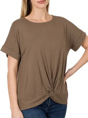 Alexis Twist Front Top - Mocha