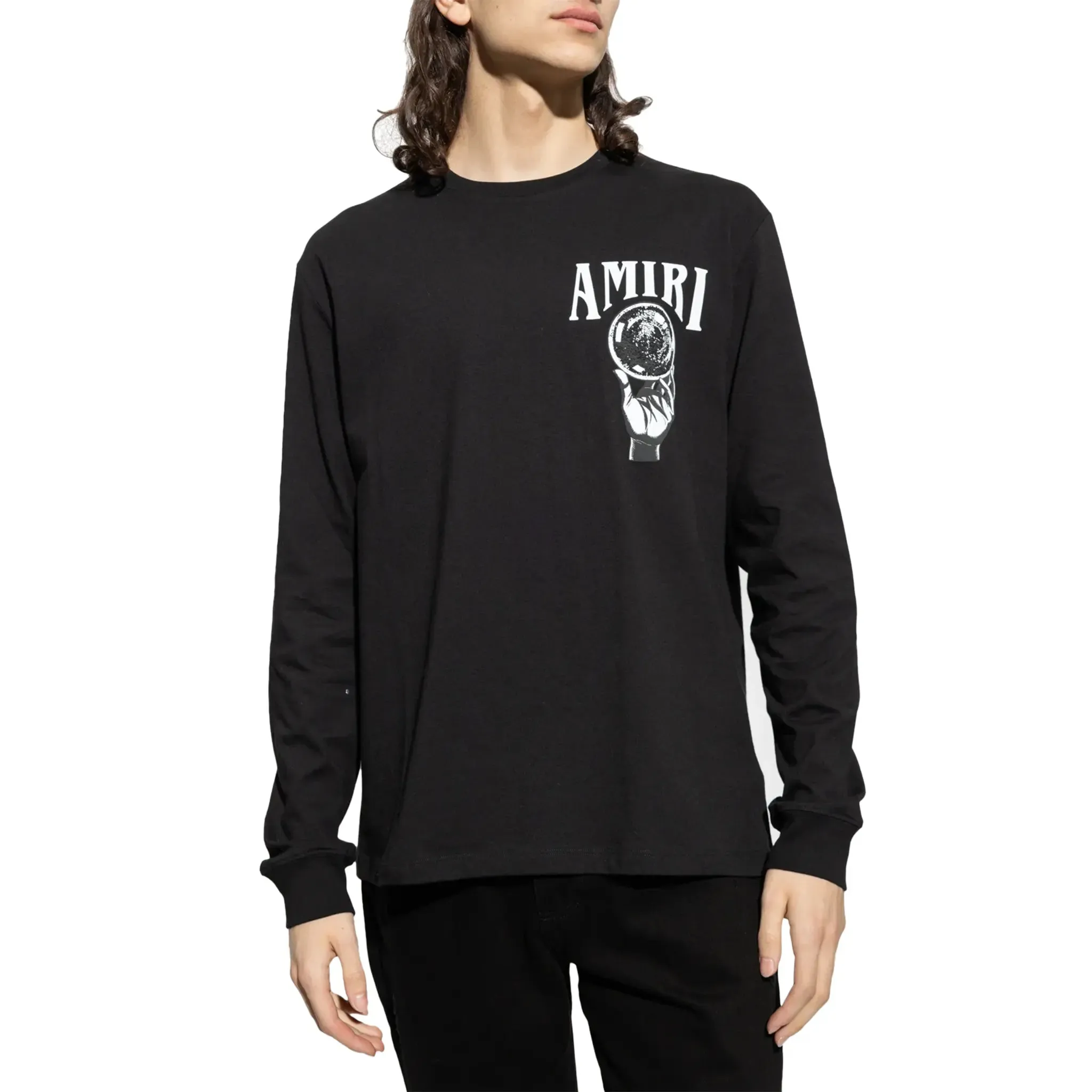 Amiri Crystal Ball Long Sleeve Black T Shirt