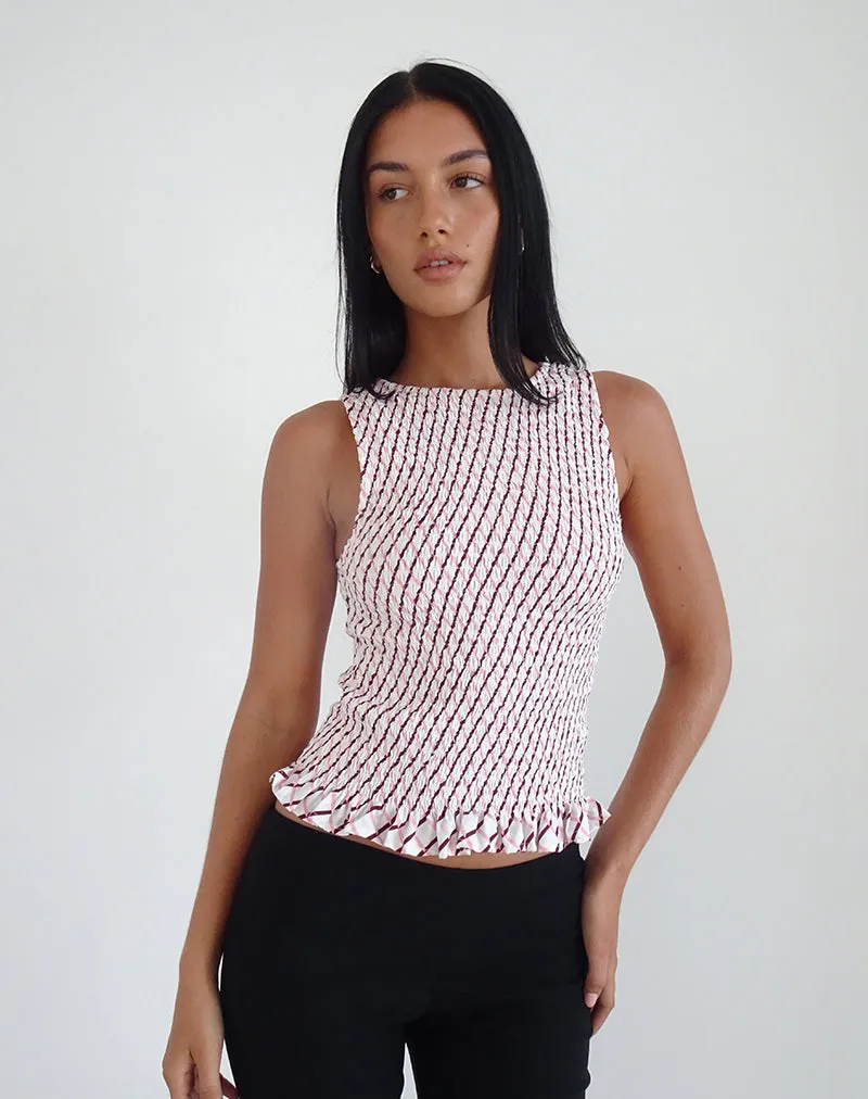 Birita Shirred Tank Top in Geometric Tile