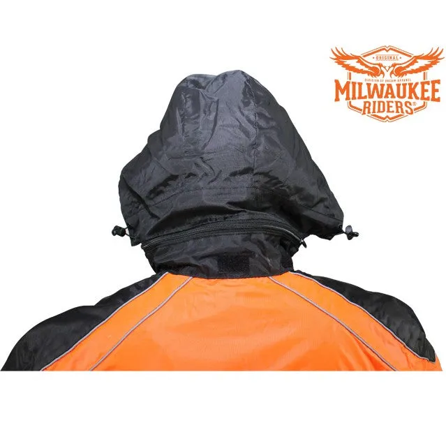 Black/Orange Textile Two-Piece Rain Suit By Milwaukee Riders®