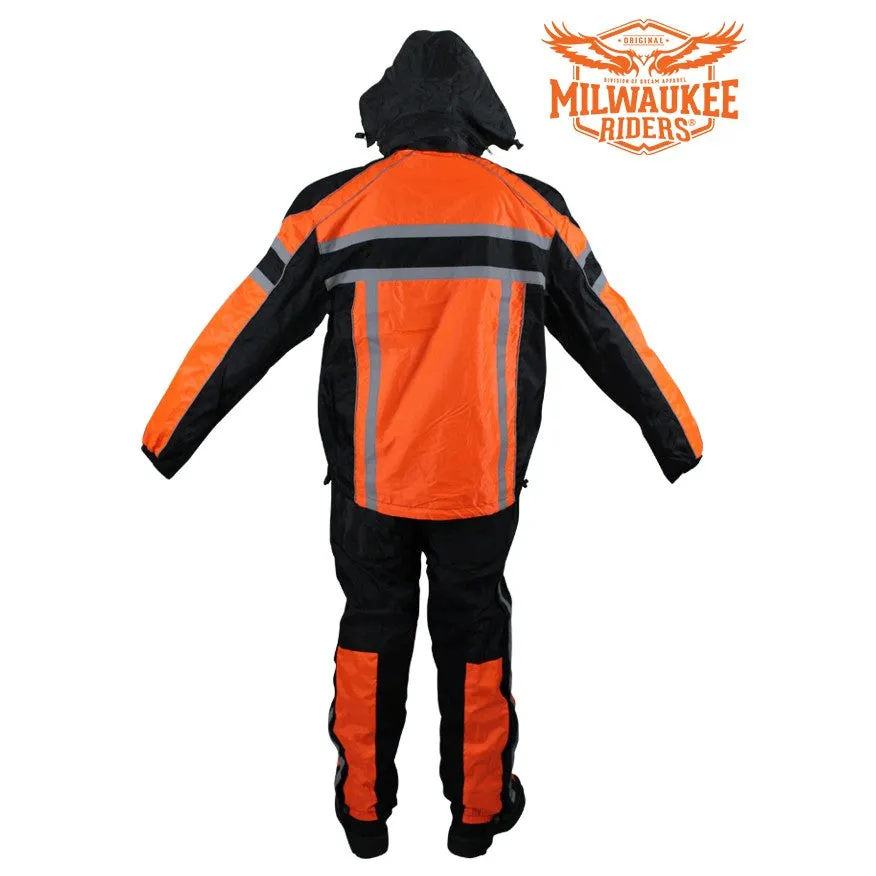 Black/Orange Textile Two-Piece Rain Suit By Milwaukee Riders®