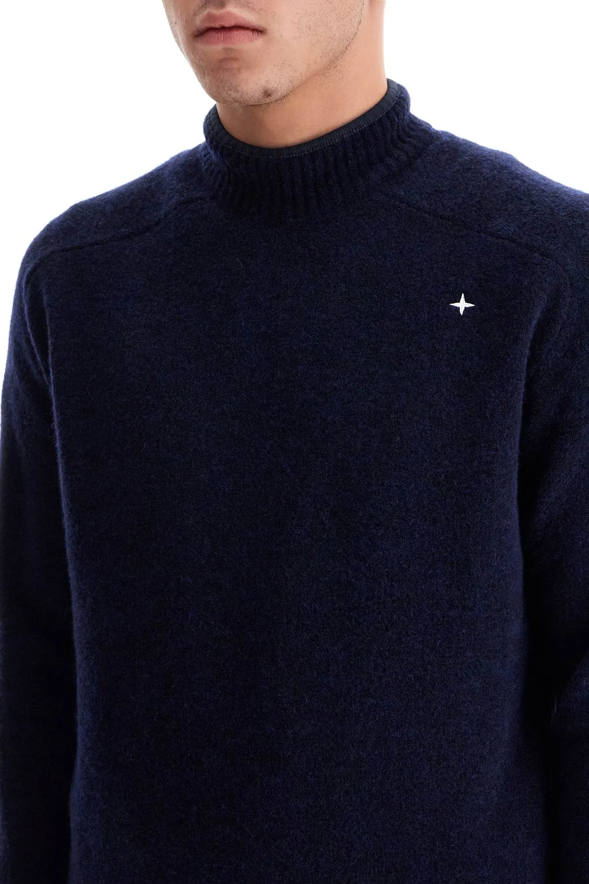 brushed wool blend pullover sweater 8115570GA BLEU MARINE