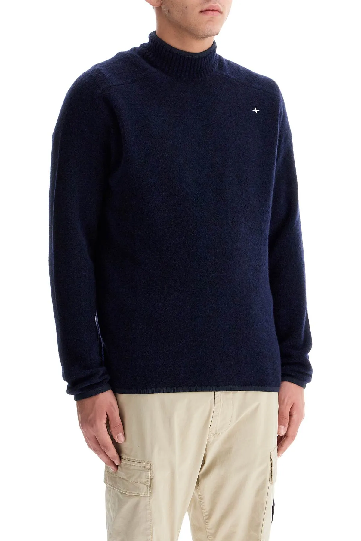 brushed wool blend pullover sweater 8115570GA BLEU MARINE