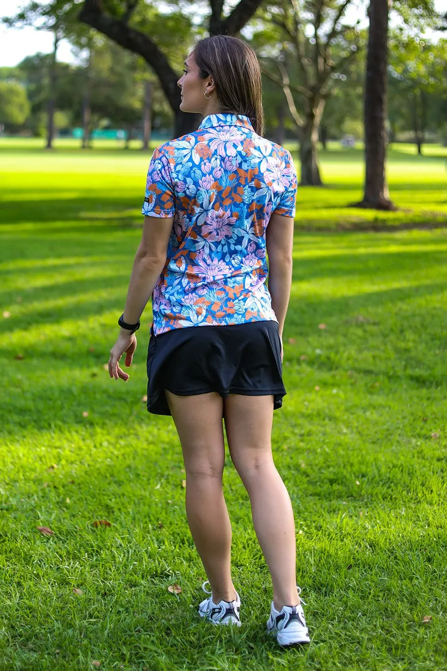 CA Ladies Funky Golf Shirt | Blue Botanical