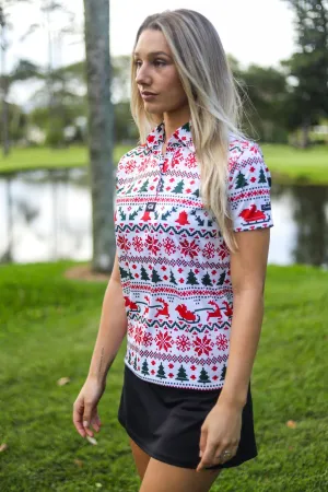 CA Ladies Funky Golf Shirt | Santa Is Coming