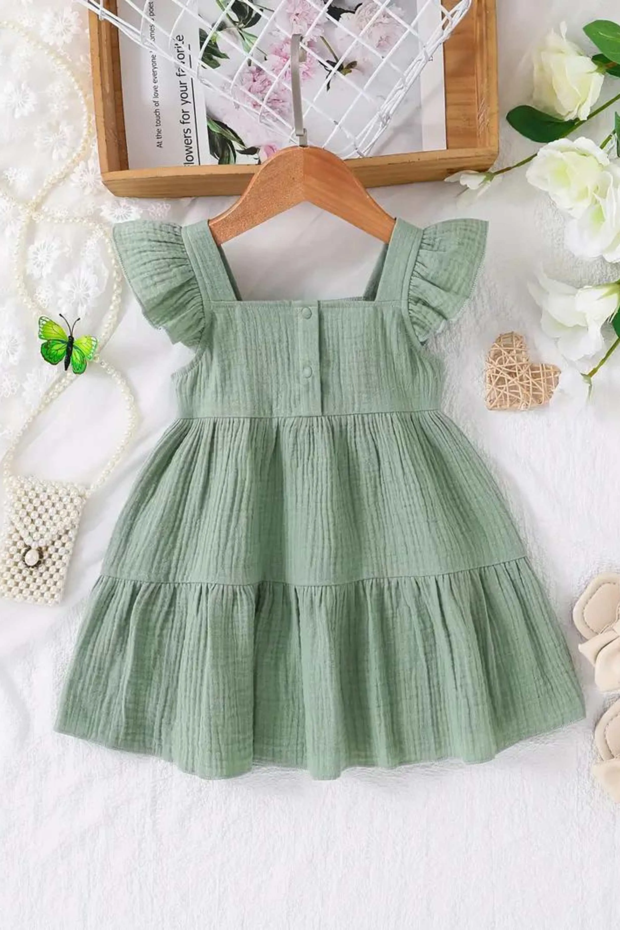 Charlotte Sage Green Cotton Girl Dress