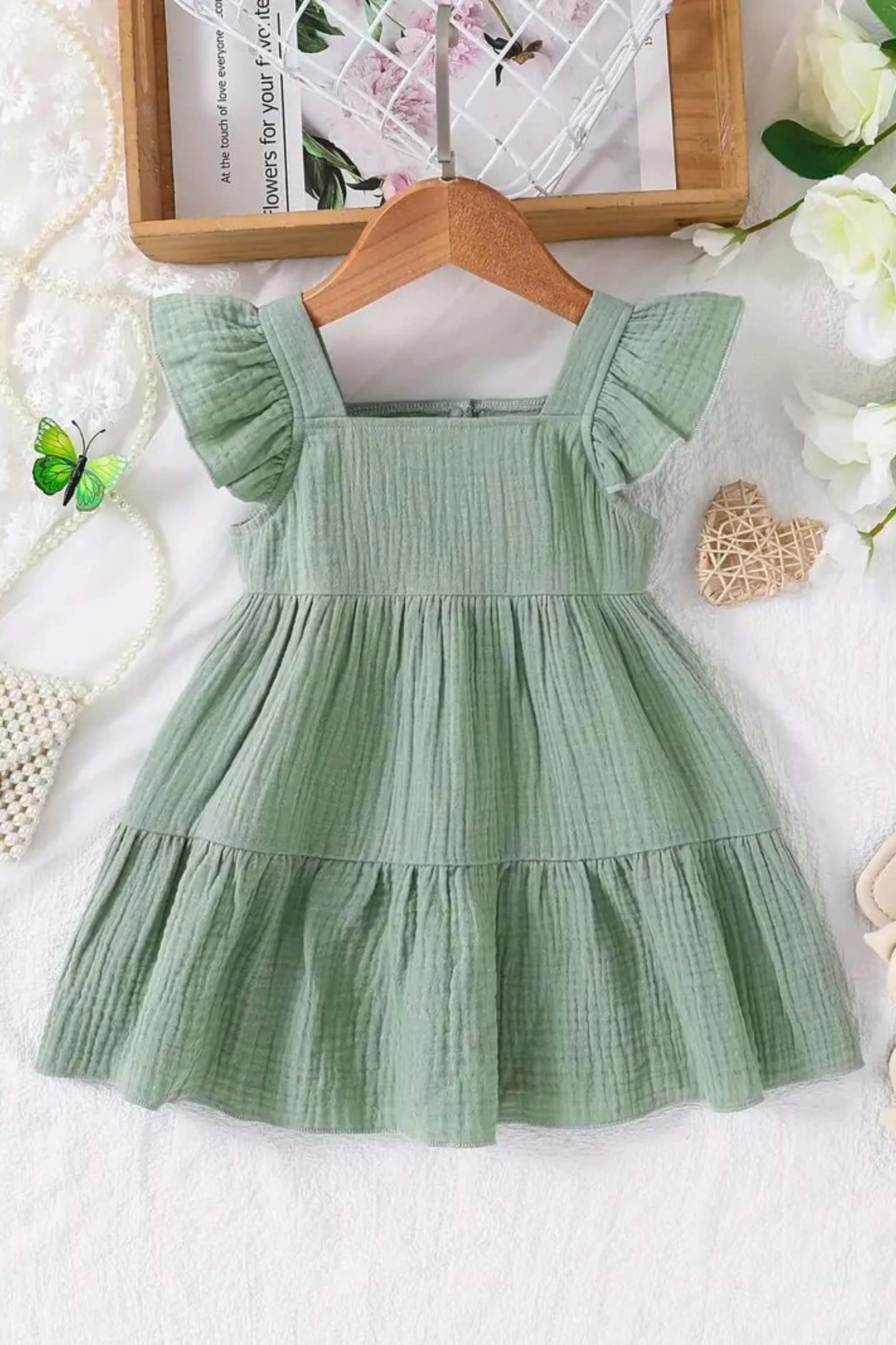 Charlotte Sage Green Cotton Girl Dress