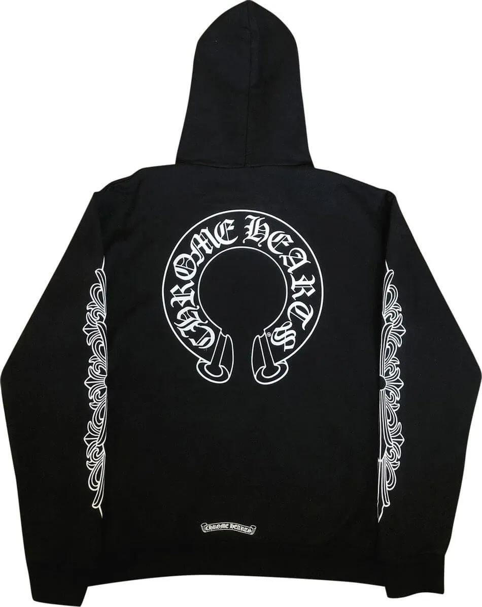 Chrome Hearts Horseshoe Floral Hoodie, black