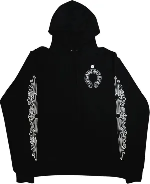 Chrome Hearts Horseshoe Floral Hoodie, black