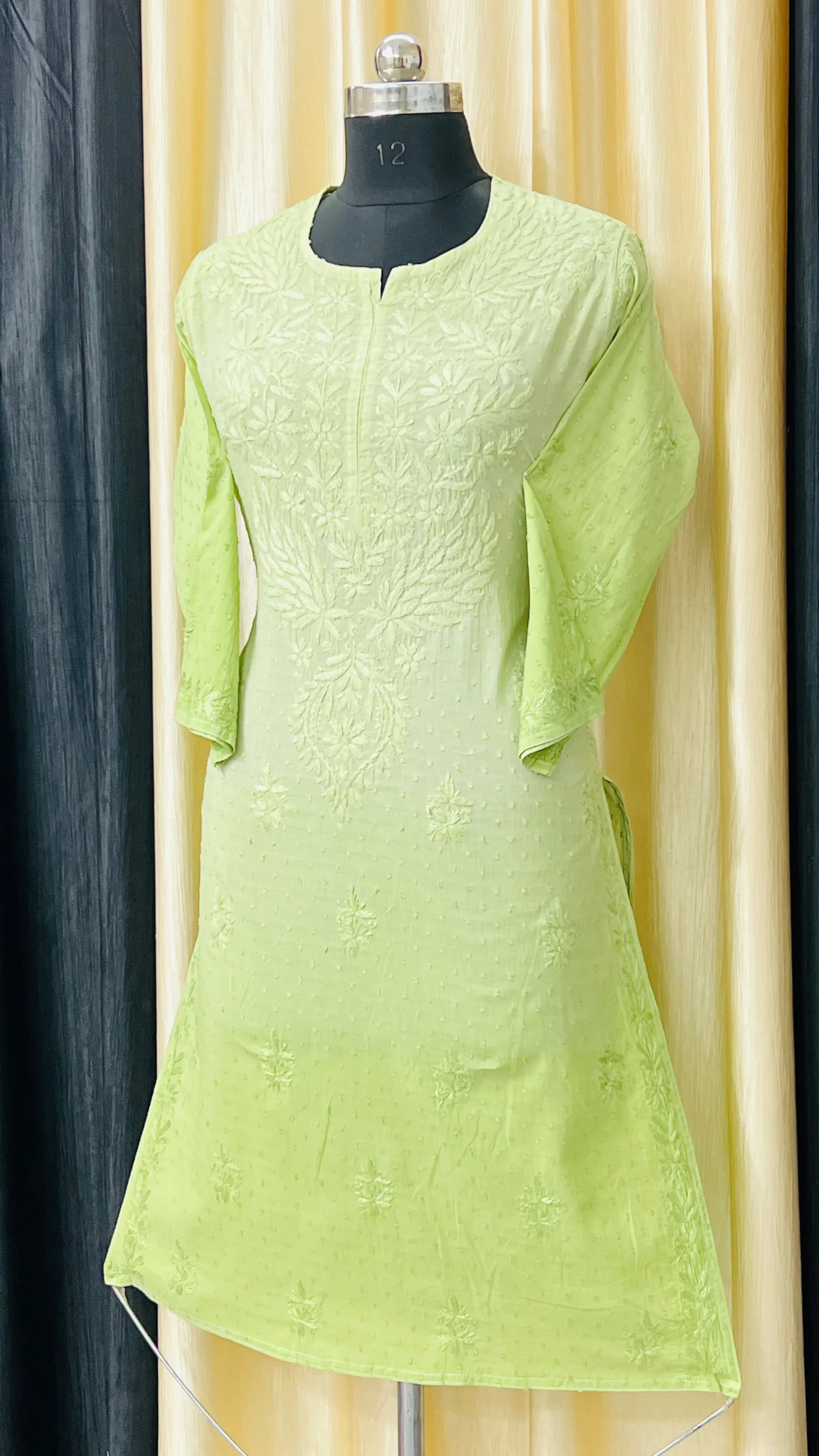 Cotton Dyeable chikan kurti