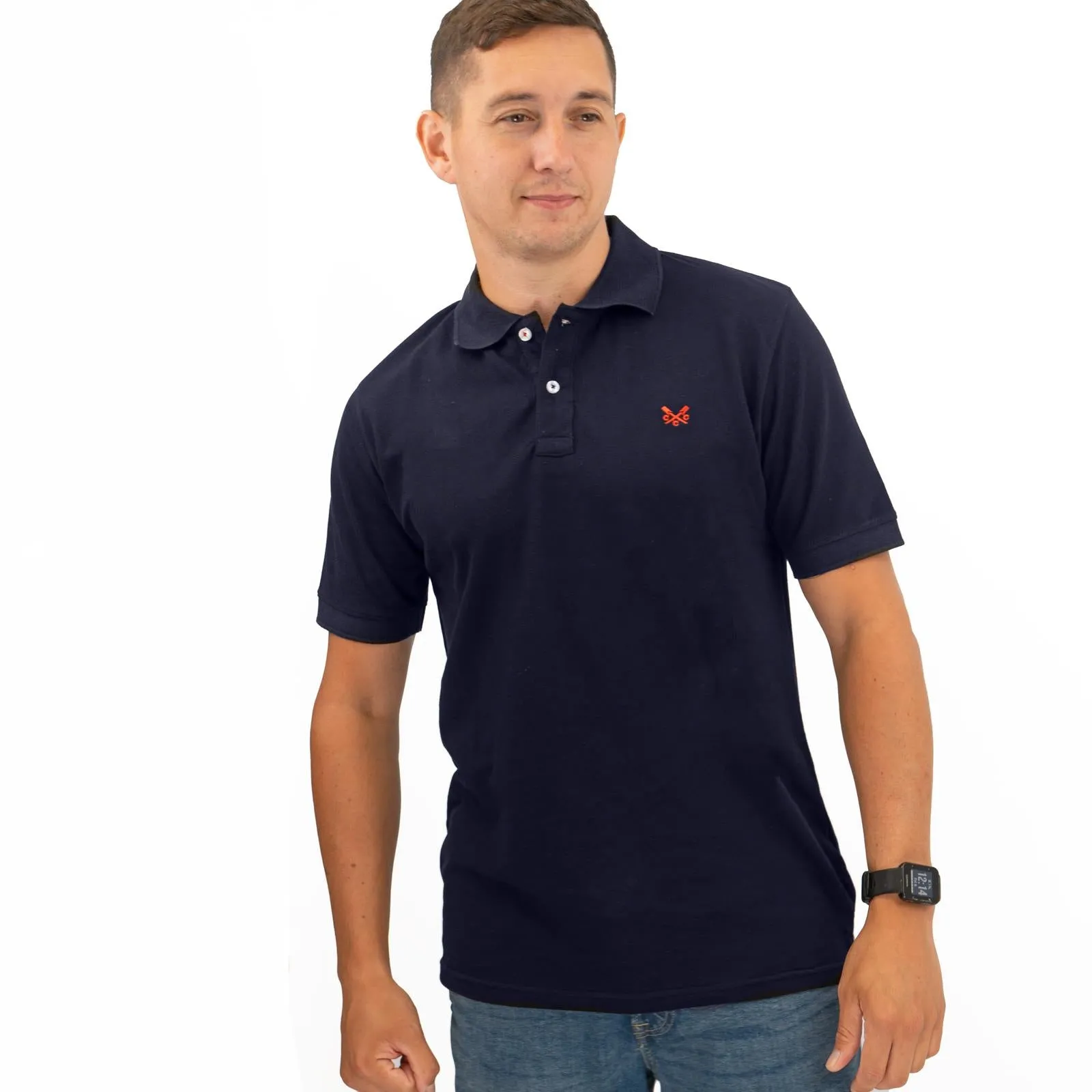 Crew Clothing Company Lightweight Polo Shirt Navy