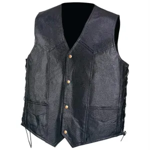 Diamond Plate Hand-sewn Pebble Grain Genuine Leather Vest- 2x