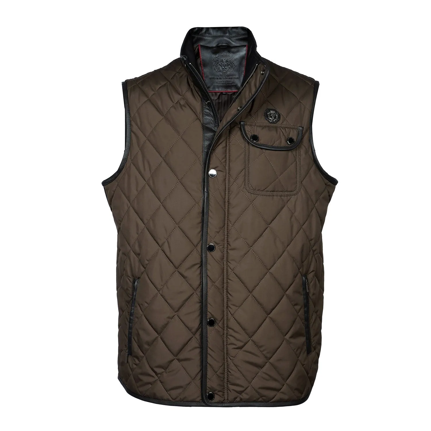 Diamond Stitched Puffer Vest in Dark Brown Color