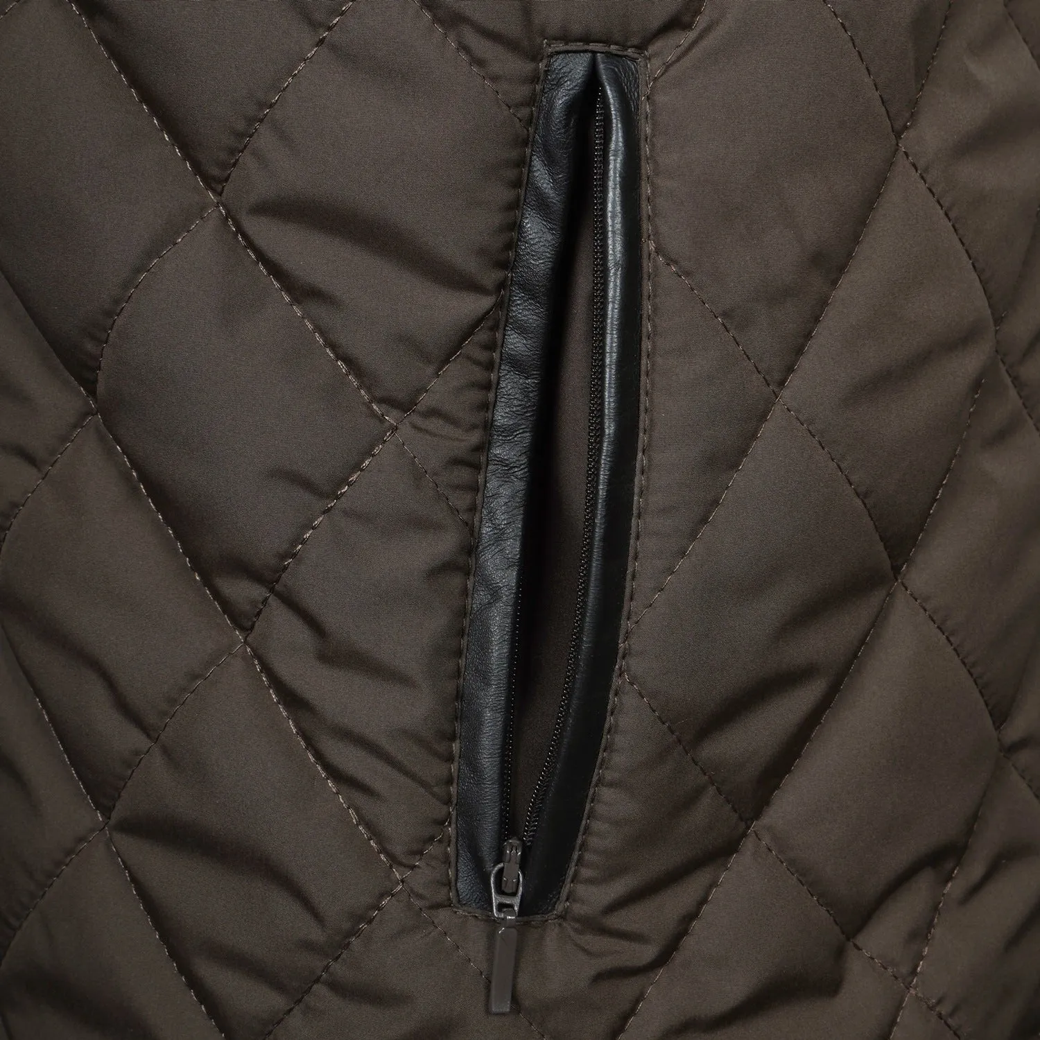 Diamond Stitched Puffer Vest in Dark Brown Color