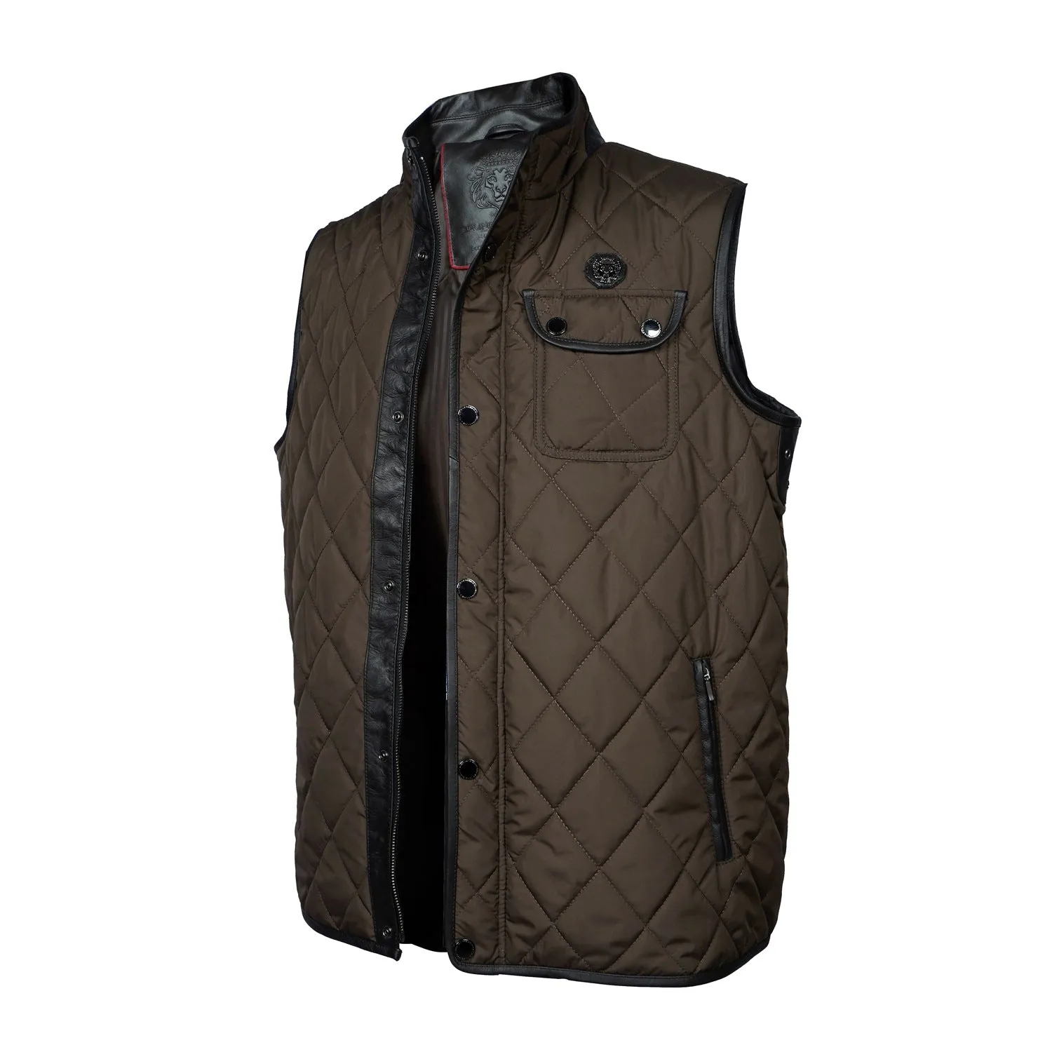 Diamond Stitched Puffer Vest in Dark Brown Color