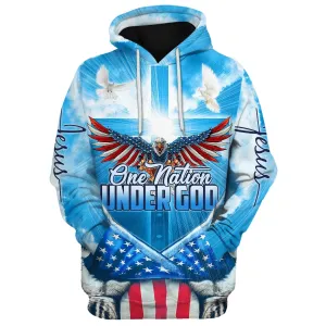 Eagle Christian Cross Jesus Dove America One Nation Under God 3D Hoodies Jesus Hoodie