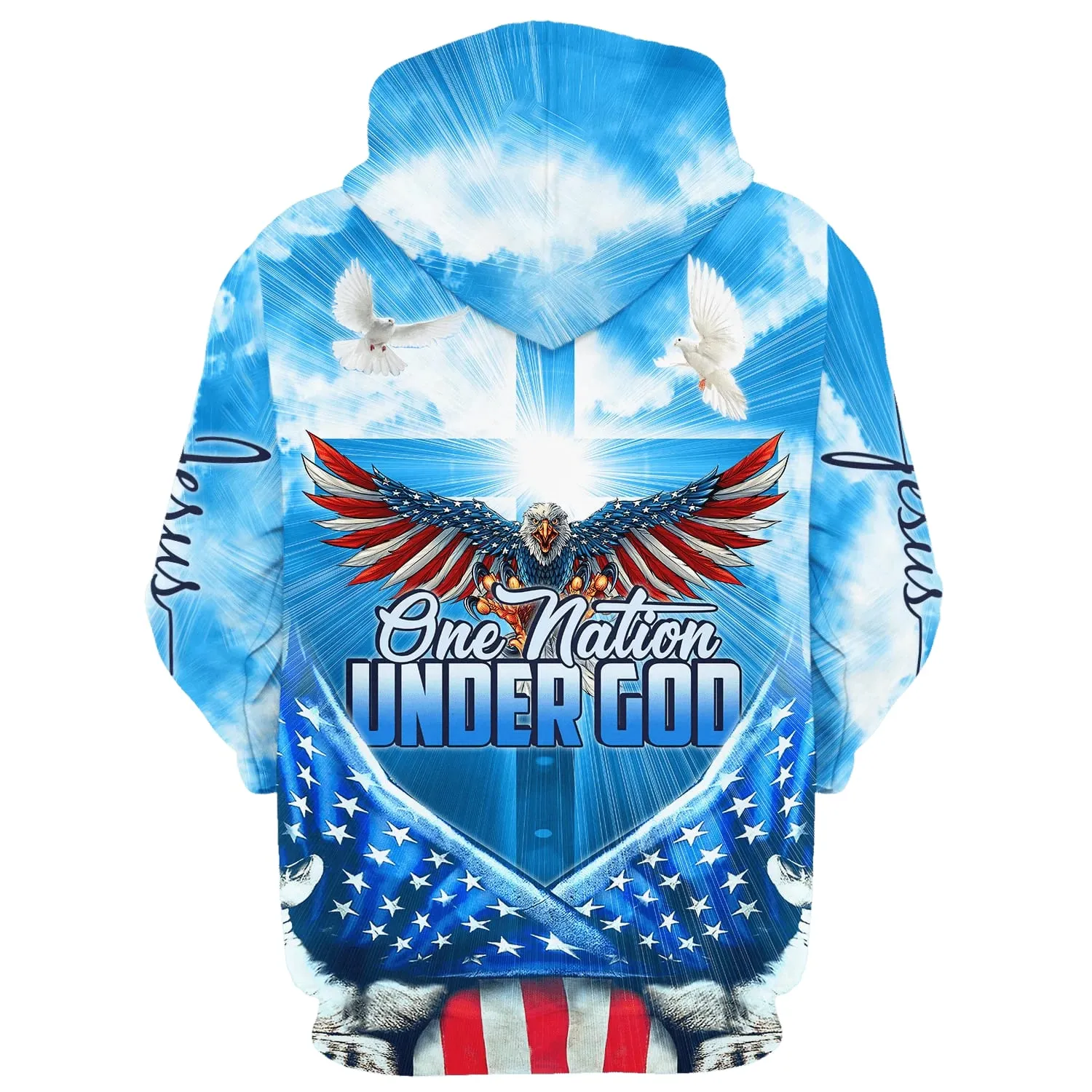 Eagle Christian Cross Jesus Dove America One Nation Under God 3D Hoodies Jesus Hoodie