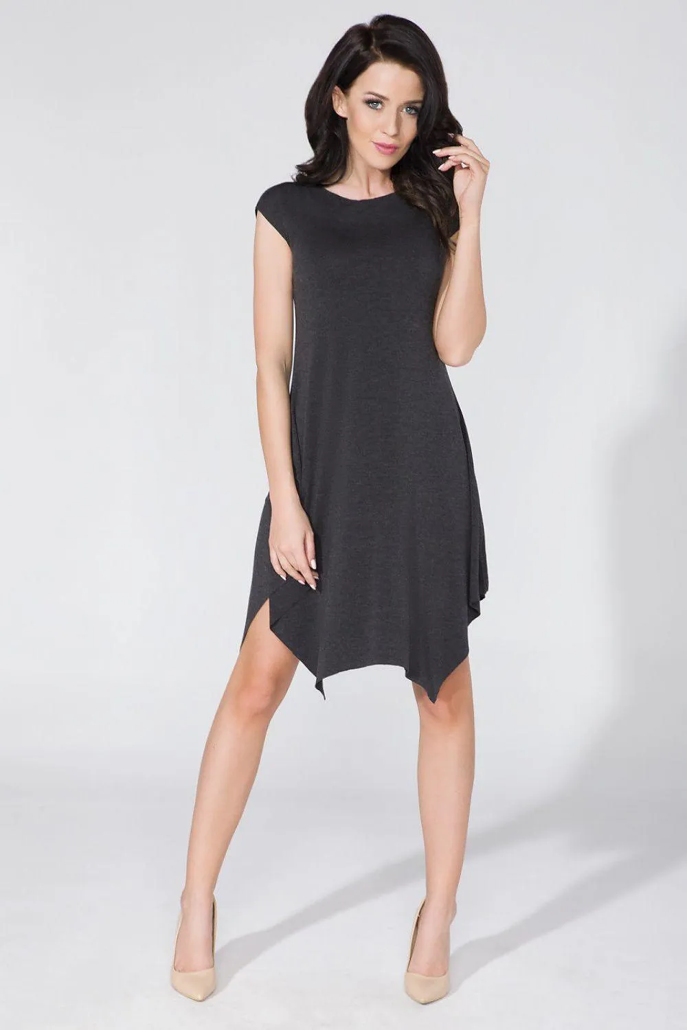 Elegant Distressed Knit Daydress with Flowy Design by Tessita