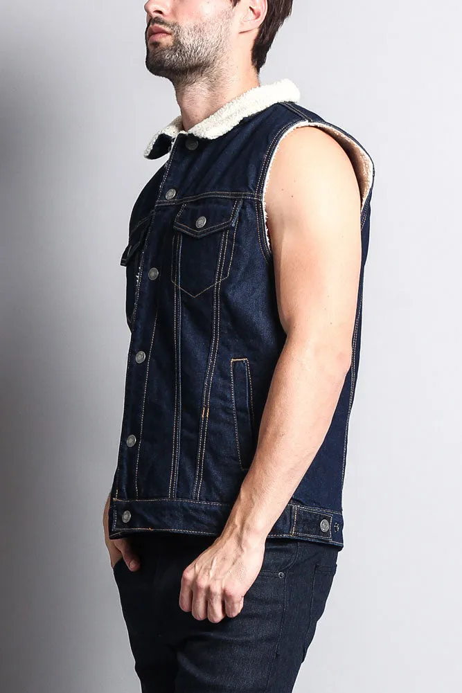 Faux Shearling Denim Vest