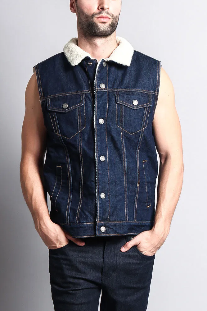 Faux Shearling Denim Vest