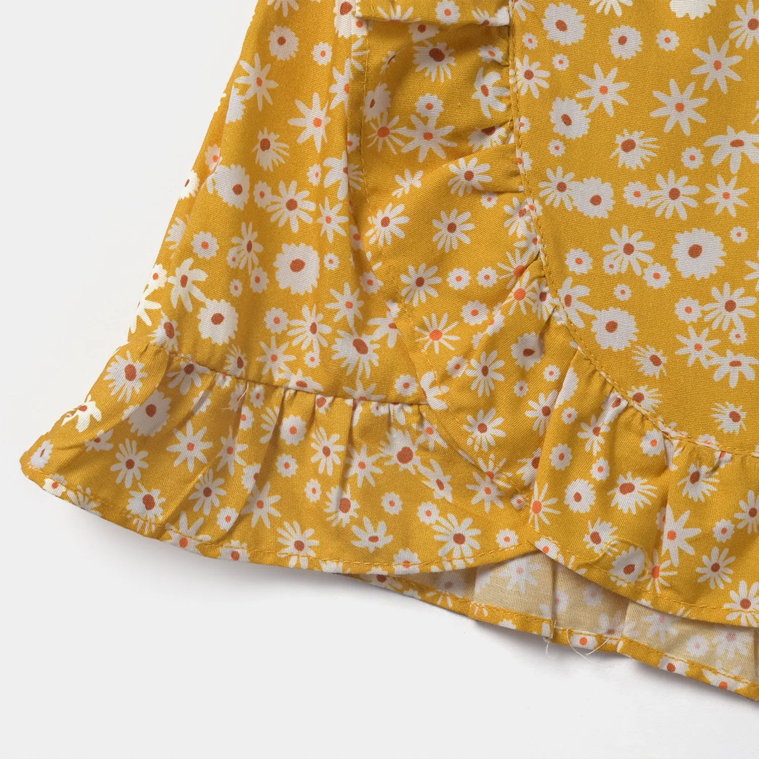 Girls Cotton Poplin Short Skirt Sunny Flora-Mustard