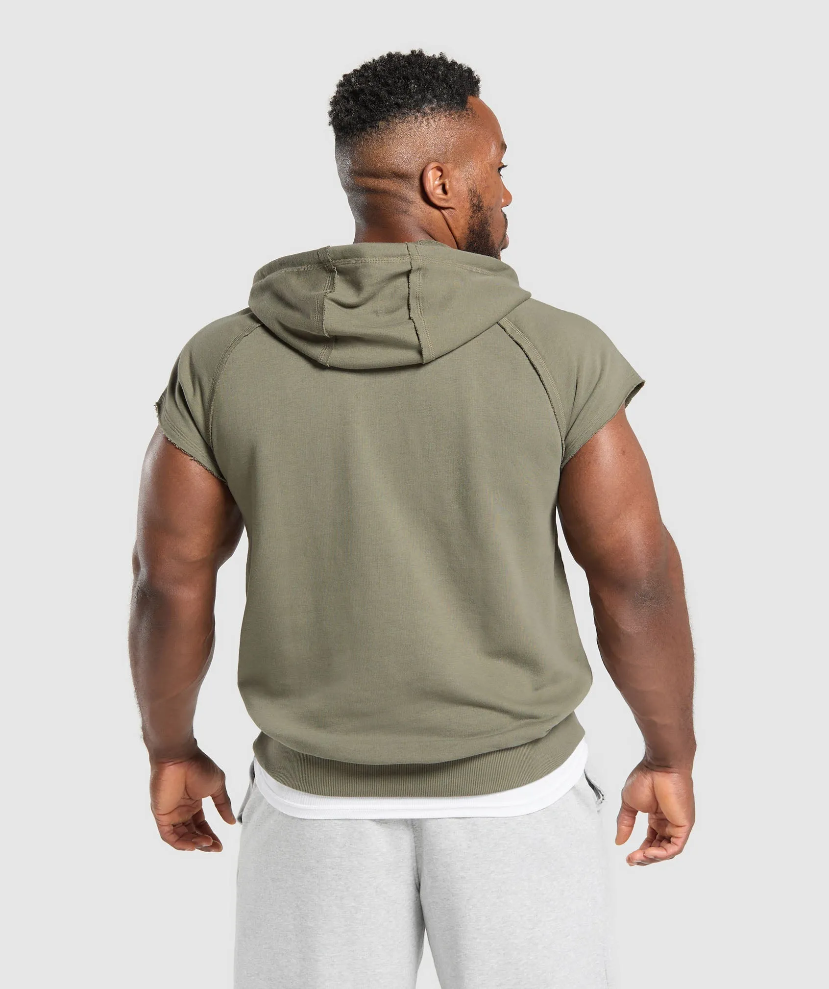 Gymshark Legacy 1/4 Zip Cap Sleeve Hoodie - Base Green