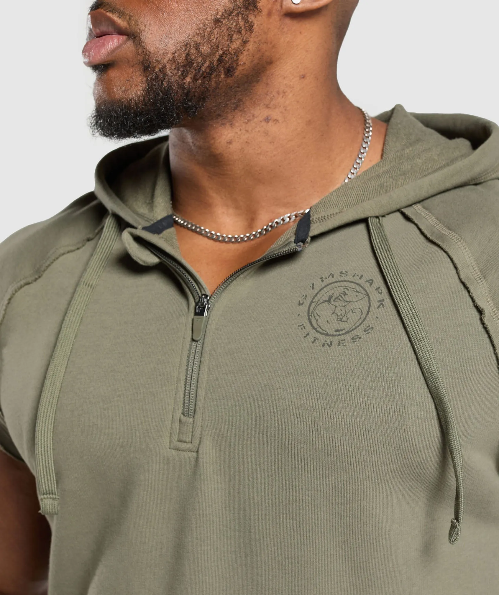 Gymshark Legacy 1/4 Zip Cap Sleeve Hoodie - Base Green