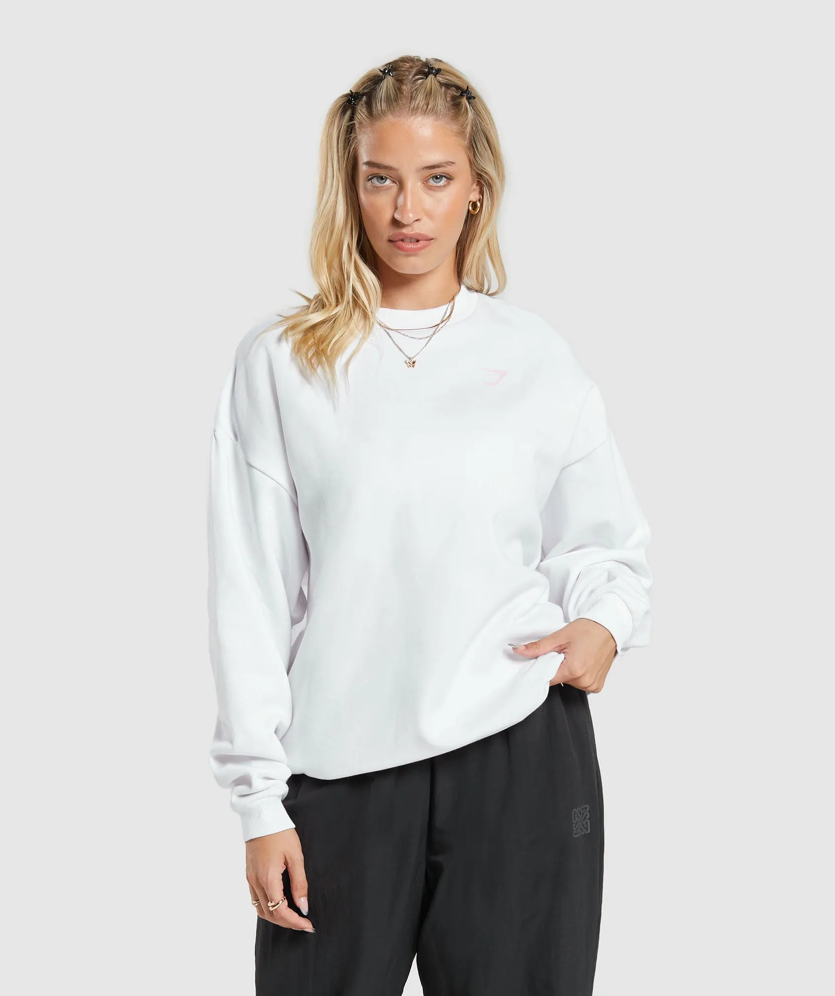 Gymshark Strength Department Graphic Oversized Sweatshirt - White