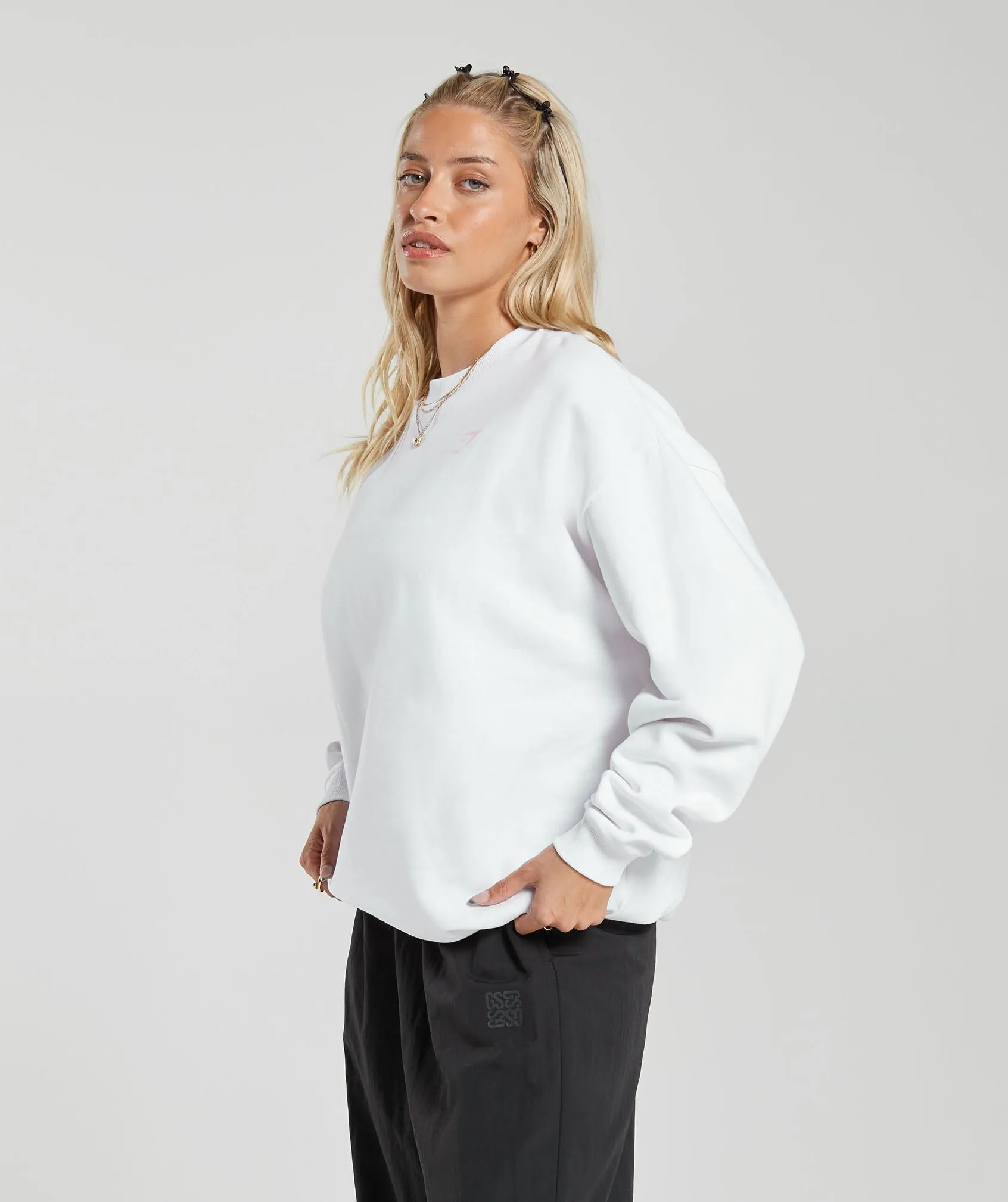 Gymshark Strength Department Graphic Oversized Sweatshirt - White