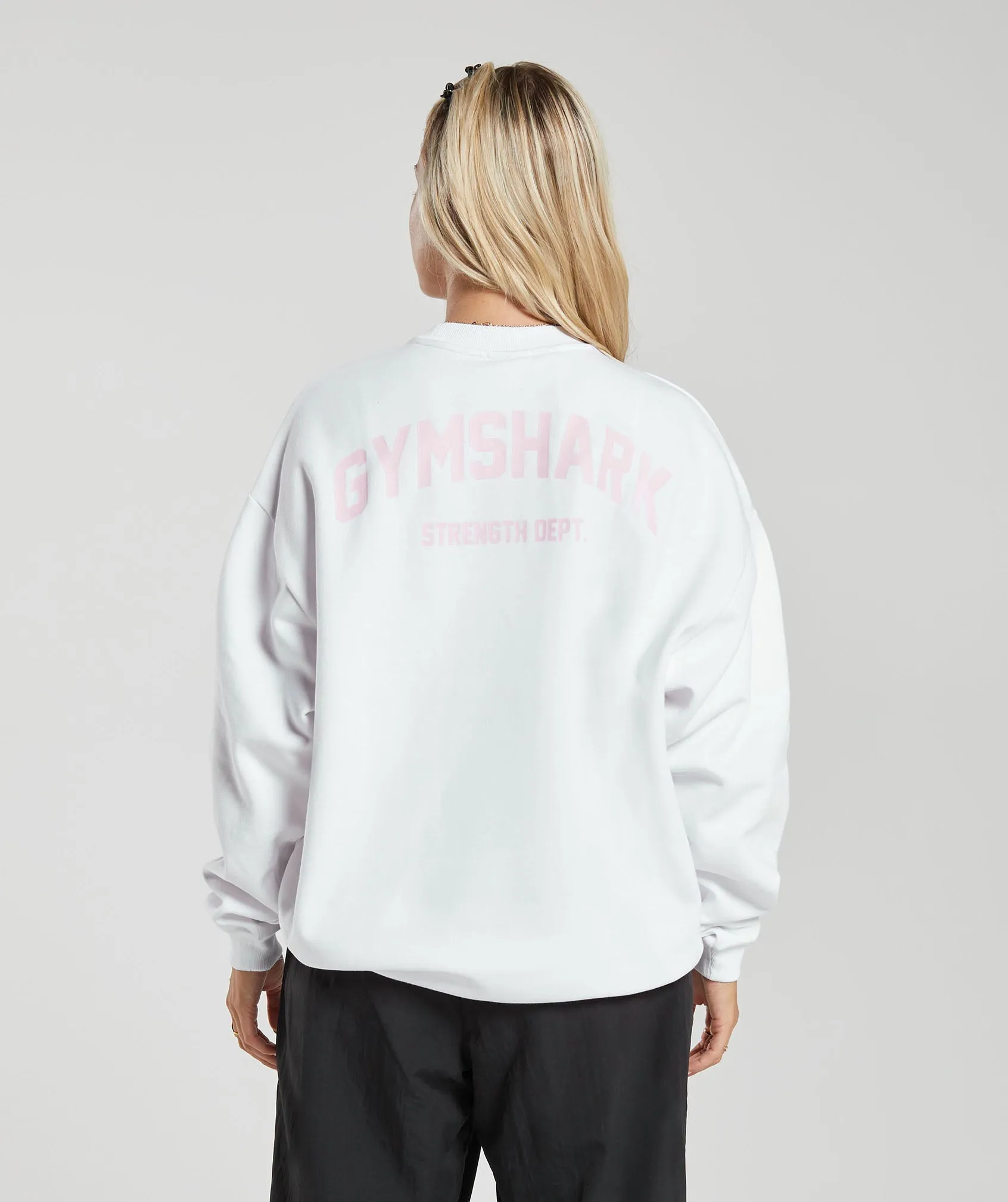 Gymshark Strength Department Graphic Oversized Sweatshirt - White