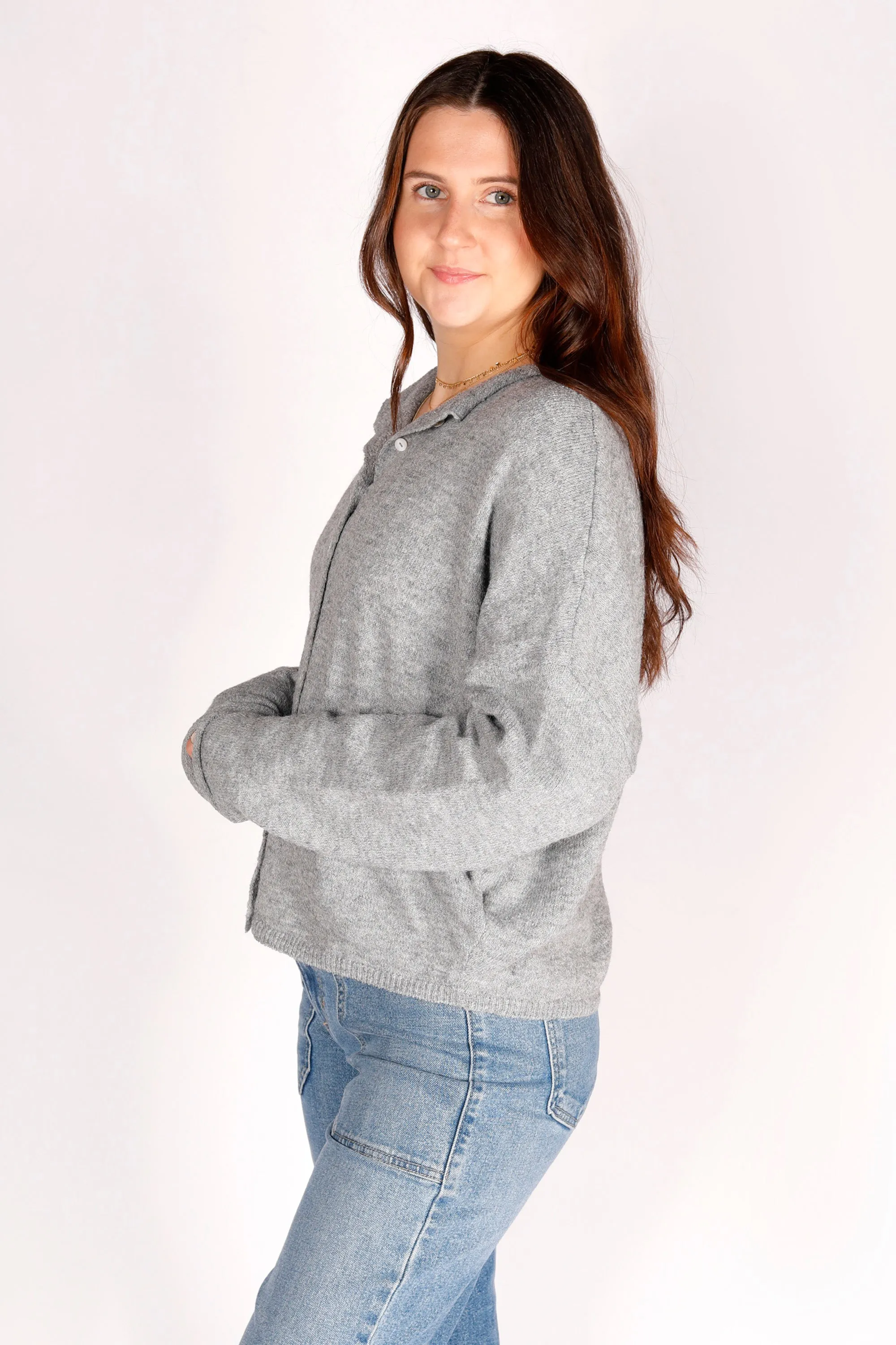 Heather Grey Lightweight Cardigan