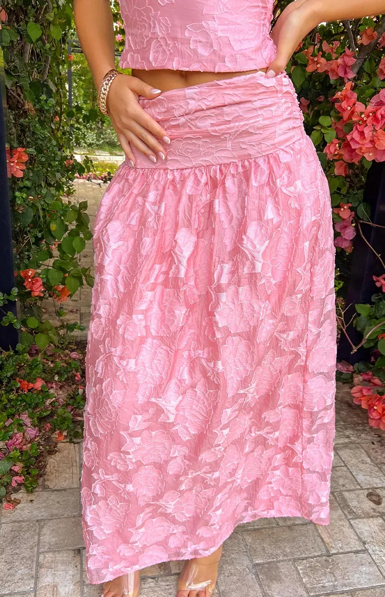 Jewel Pink Floral Maxi Skirt