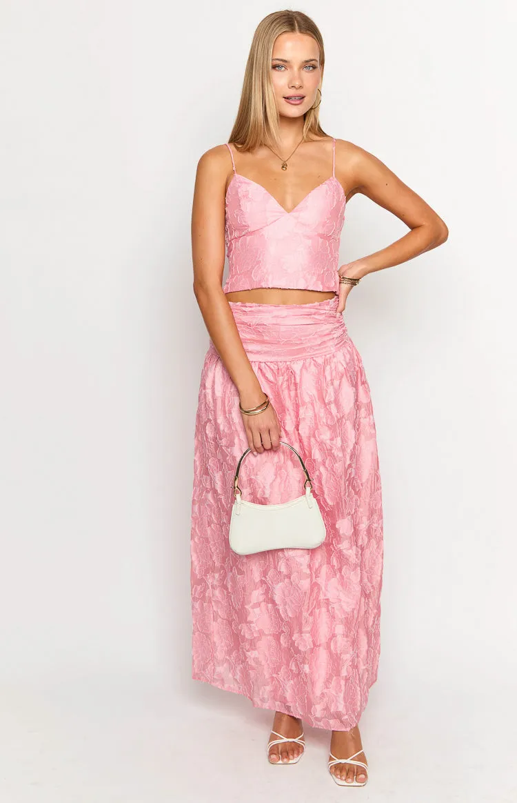 Jewel Pink Floral Maxi Skirt