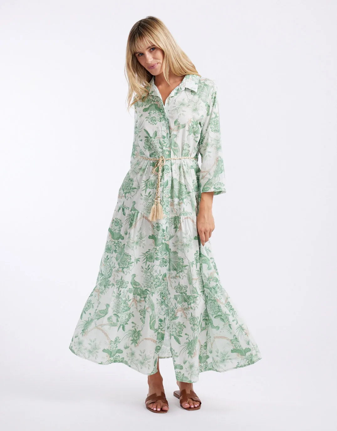 Ladies Who Lunch Dress - Bright Green Flower