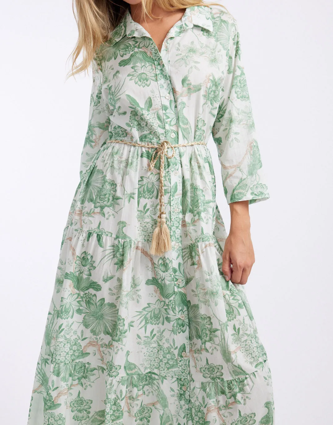 Ladies Who Lunch Dress - Bright Green Flower