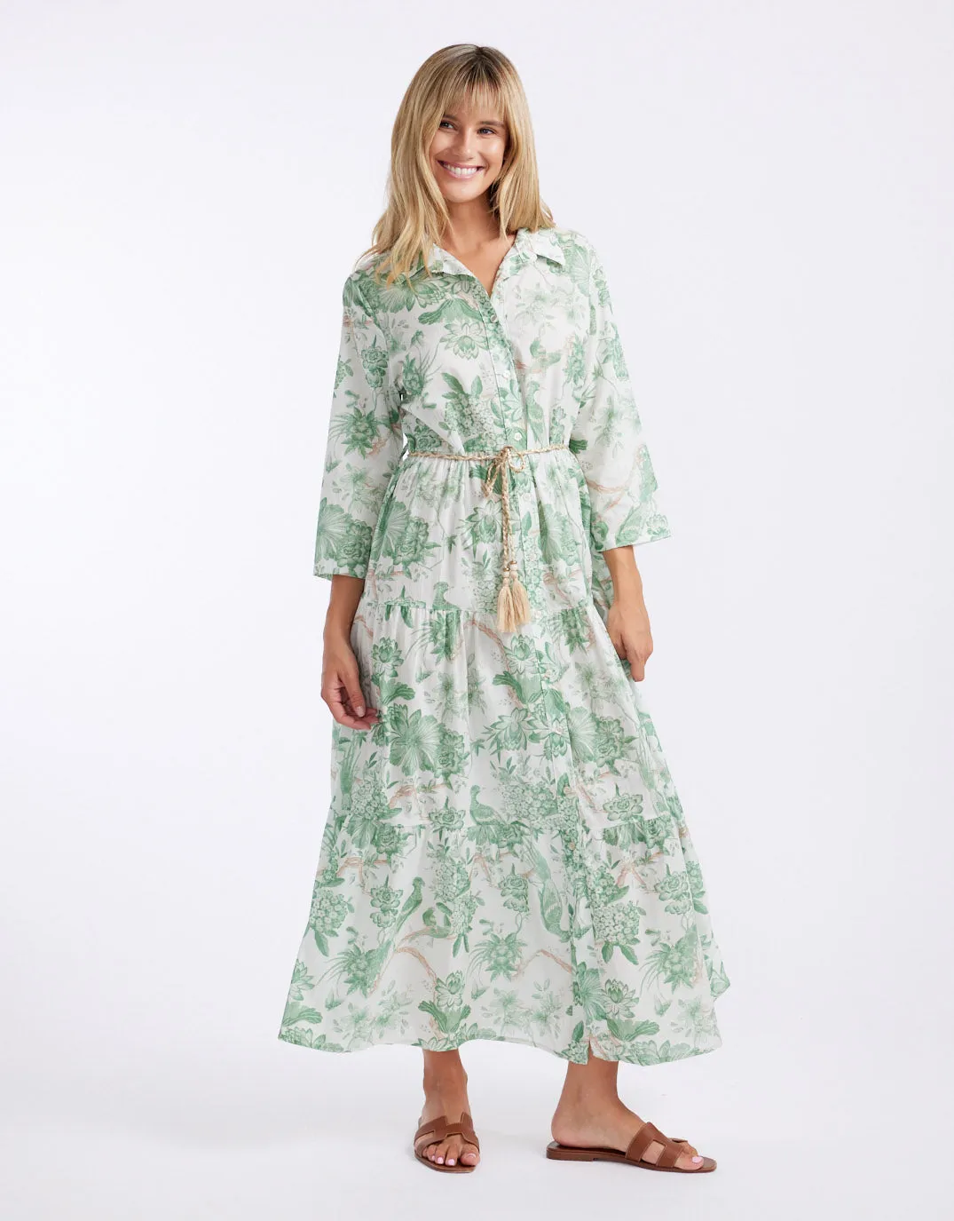 Ladies Who Lunch Dress - Bright Green Flower