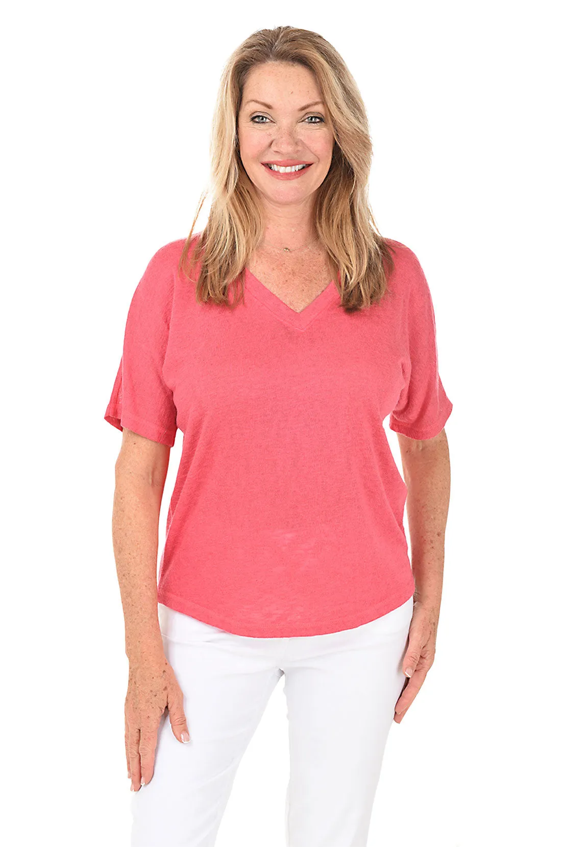 Lightweight V-Neck Short Sleeve Sweater