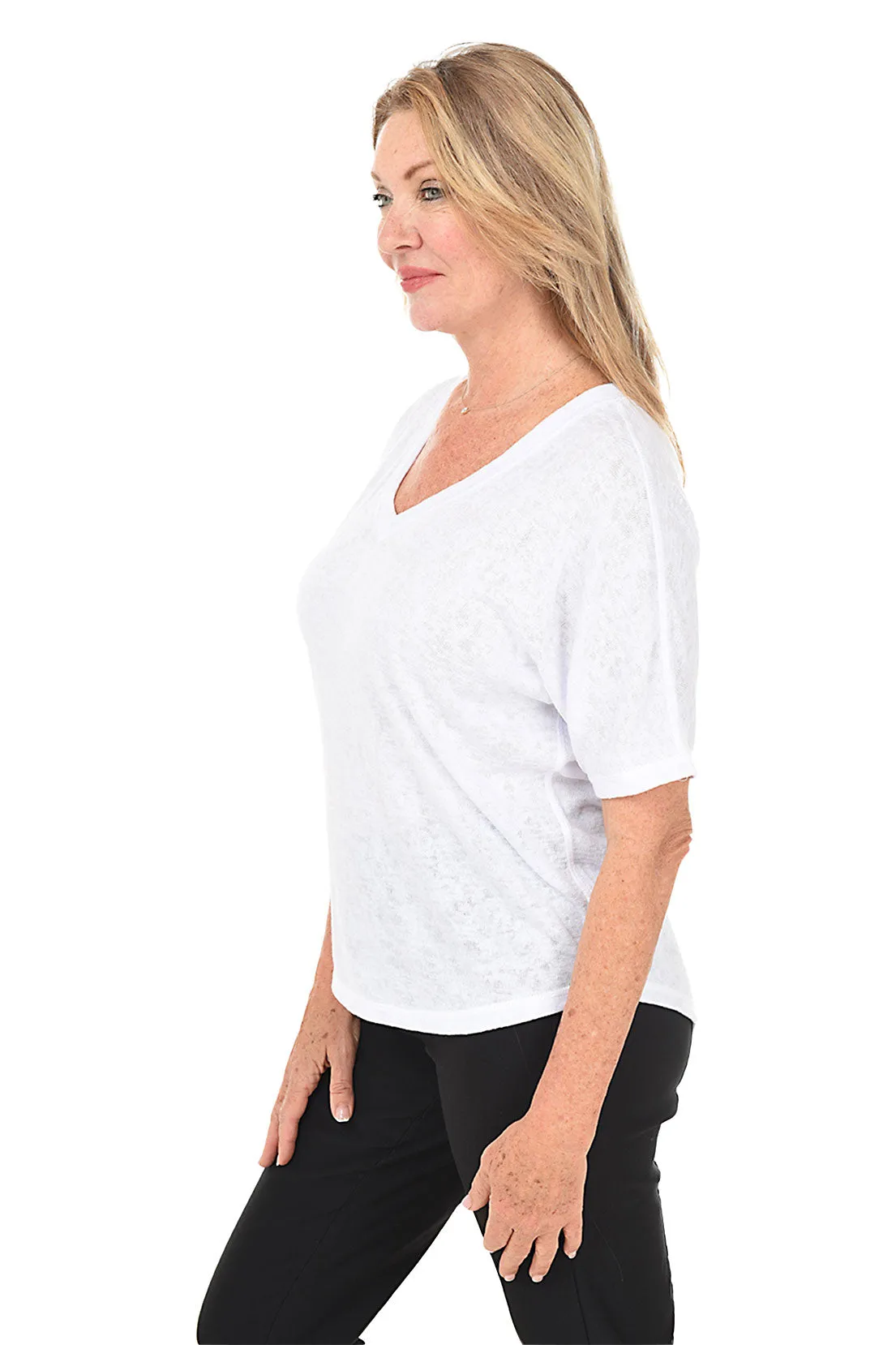 Lightweight V-Neck Short Sleeve Sweater