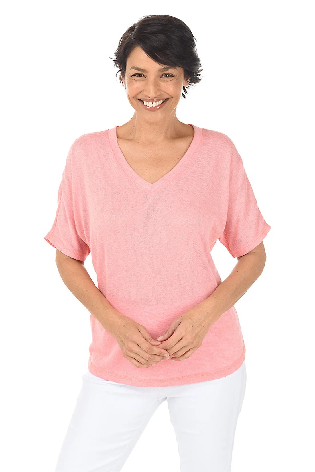 Lightweight V-Neck Short Sleeve Sweater