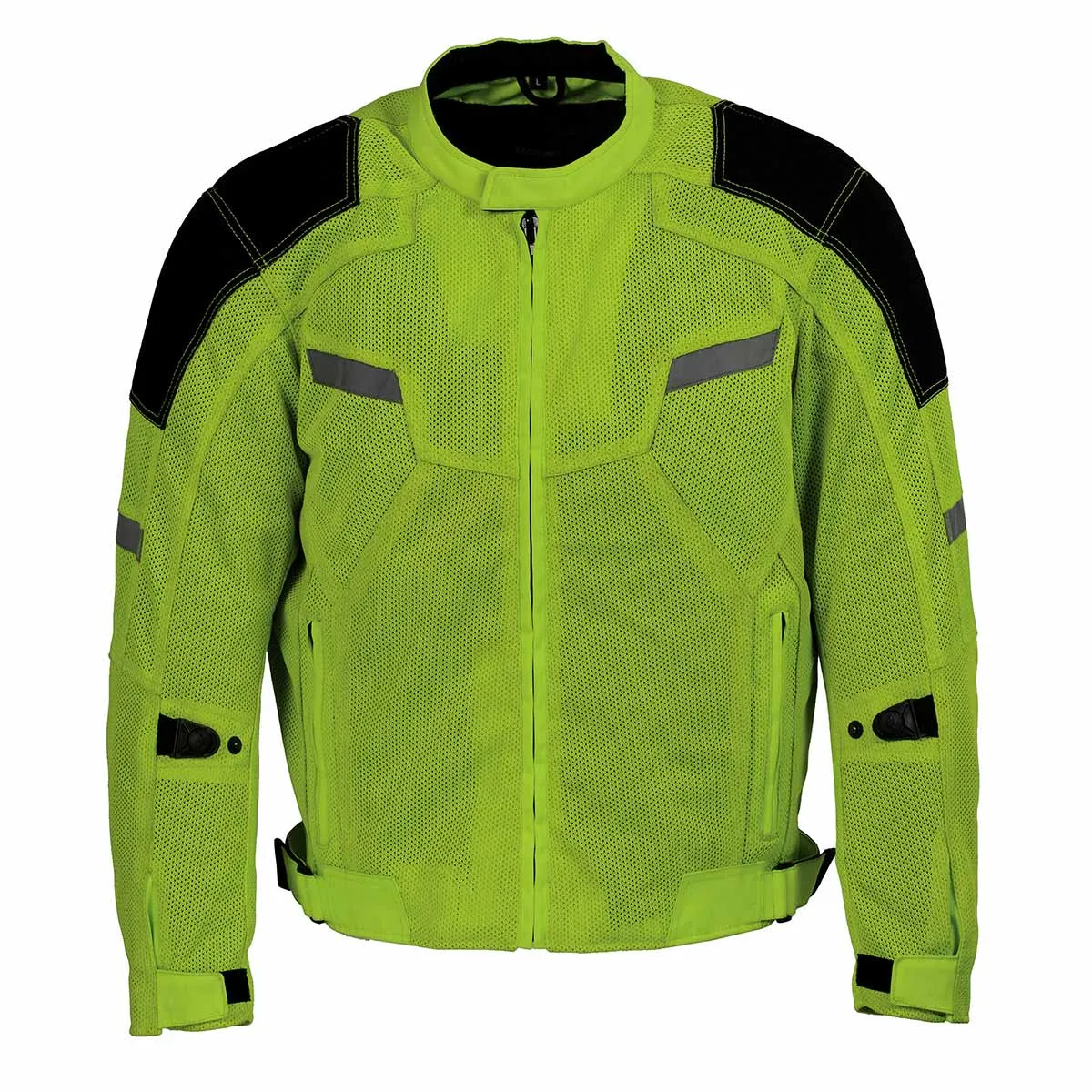 Milwaukee Leather MPM1792 Men's Black and High-Viz Green CE Armored