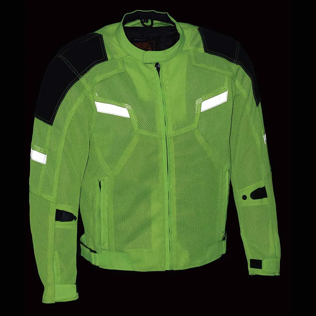 Milwaukee Leather MPM1792 Men's Black and High-Viz Green CE Armored