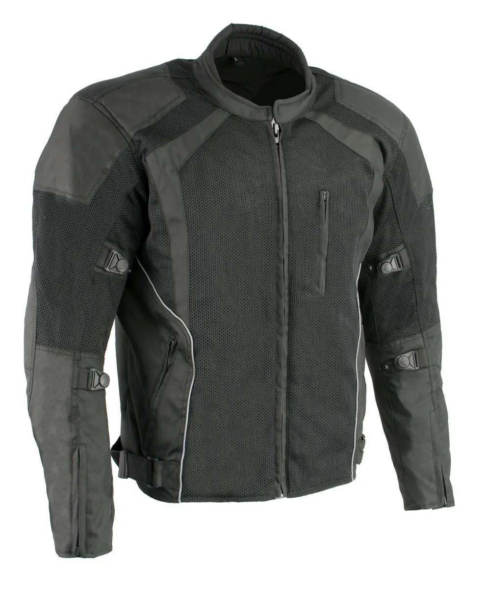 Milwaukee Leather MPM1793 Black Armored Mesh Motorcycle Jacket for Men - All Season Biker Jacket