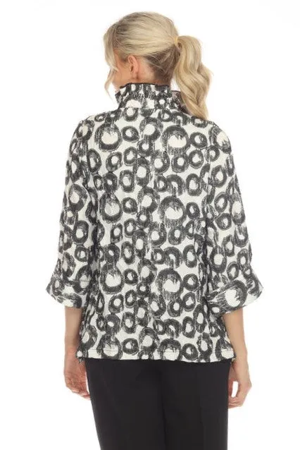 Moonlight Circular Print 3-Button Jacket w/ Adjustable Collar - 3665 -