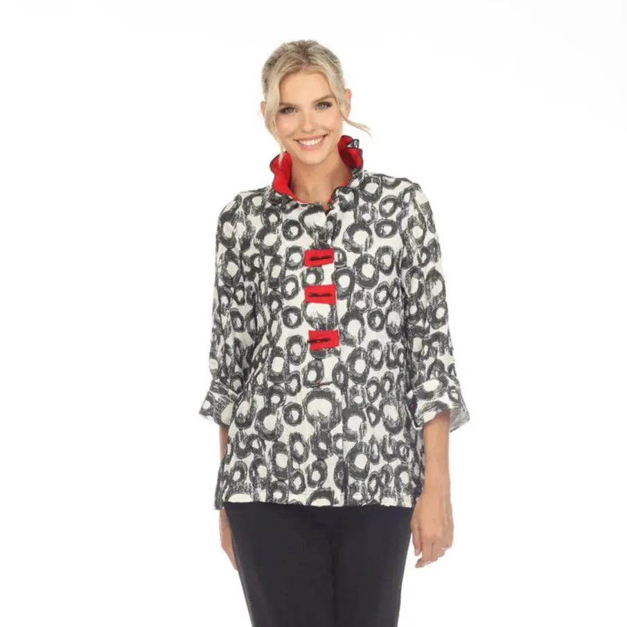 Moonlight Circular Print 3-Button Jacket w/ Adjustable Collar - 3665 -