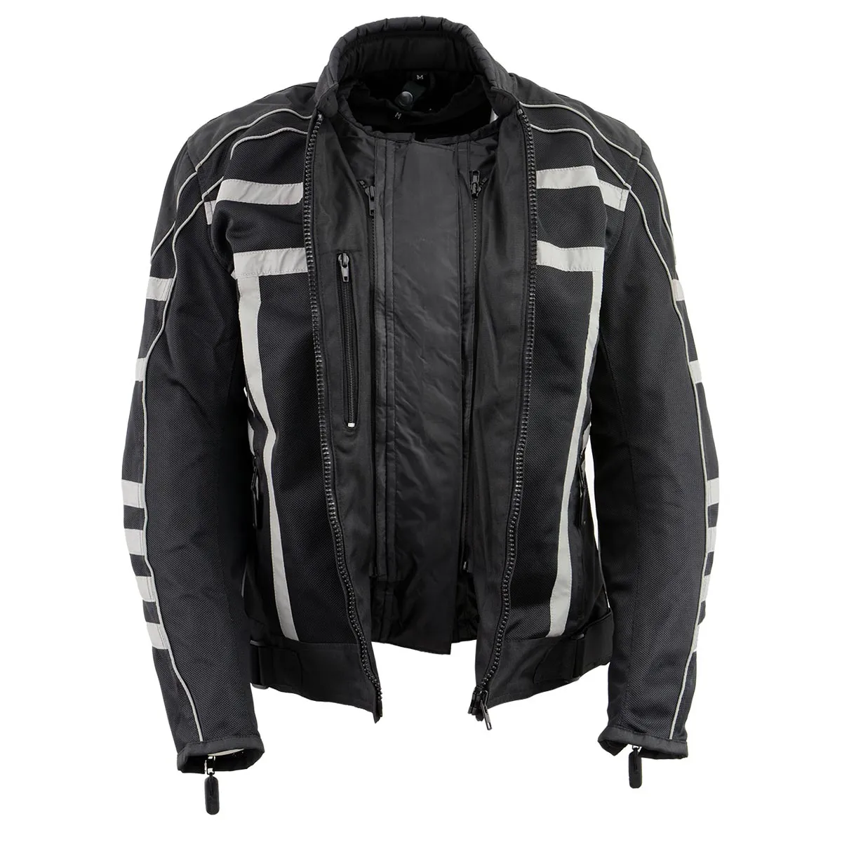 NexGen SH2376 Women's Black and Grey Nylon with Mesh Armored Racer Jacket with Built in Rain Jacket