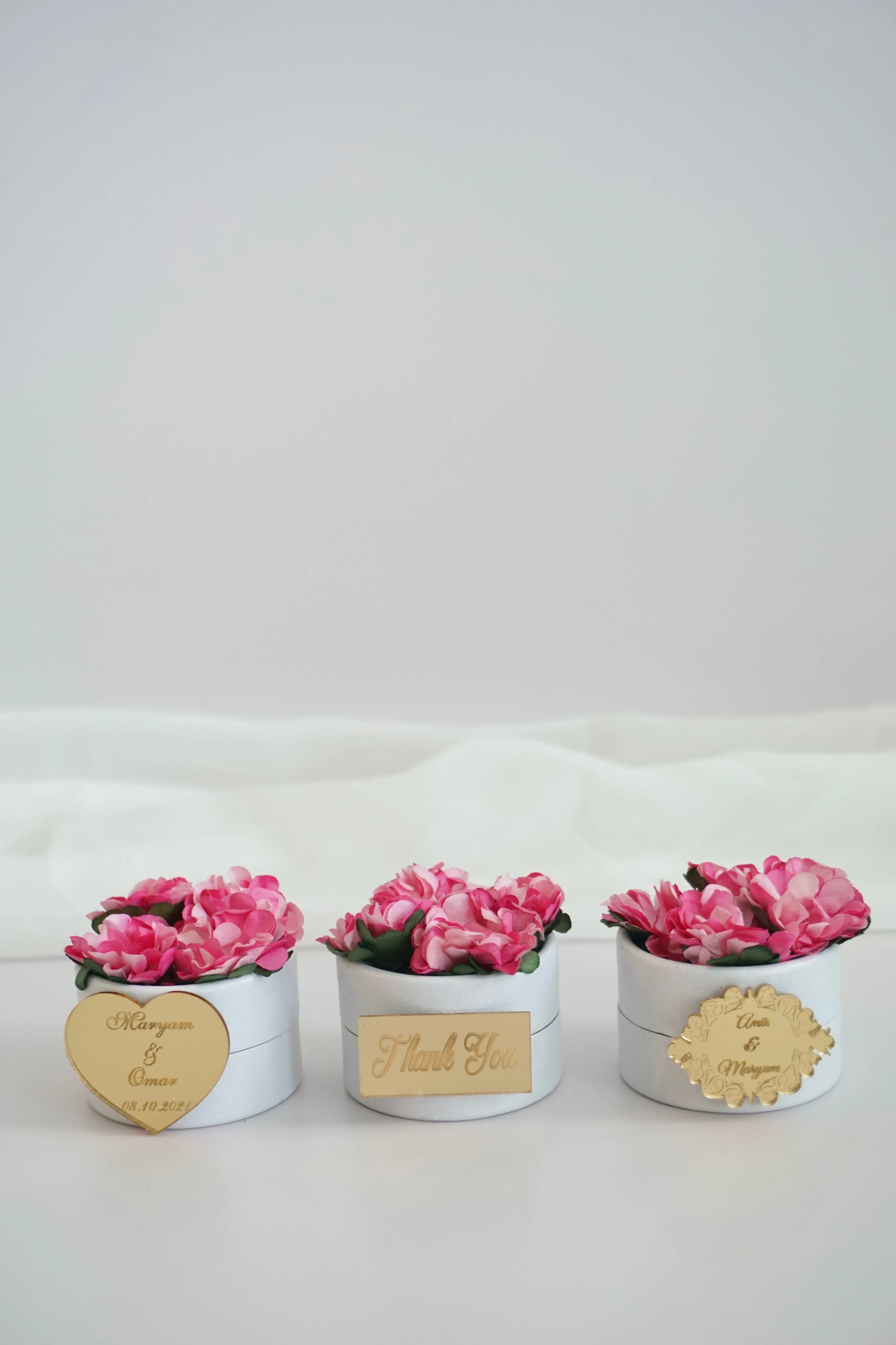 Personalized Candy Boxes with Pink Flowers - Ideal for Weddings, Bridal Showers, and Baby Showers