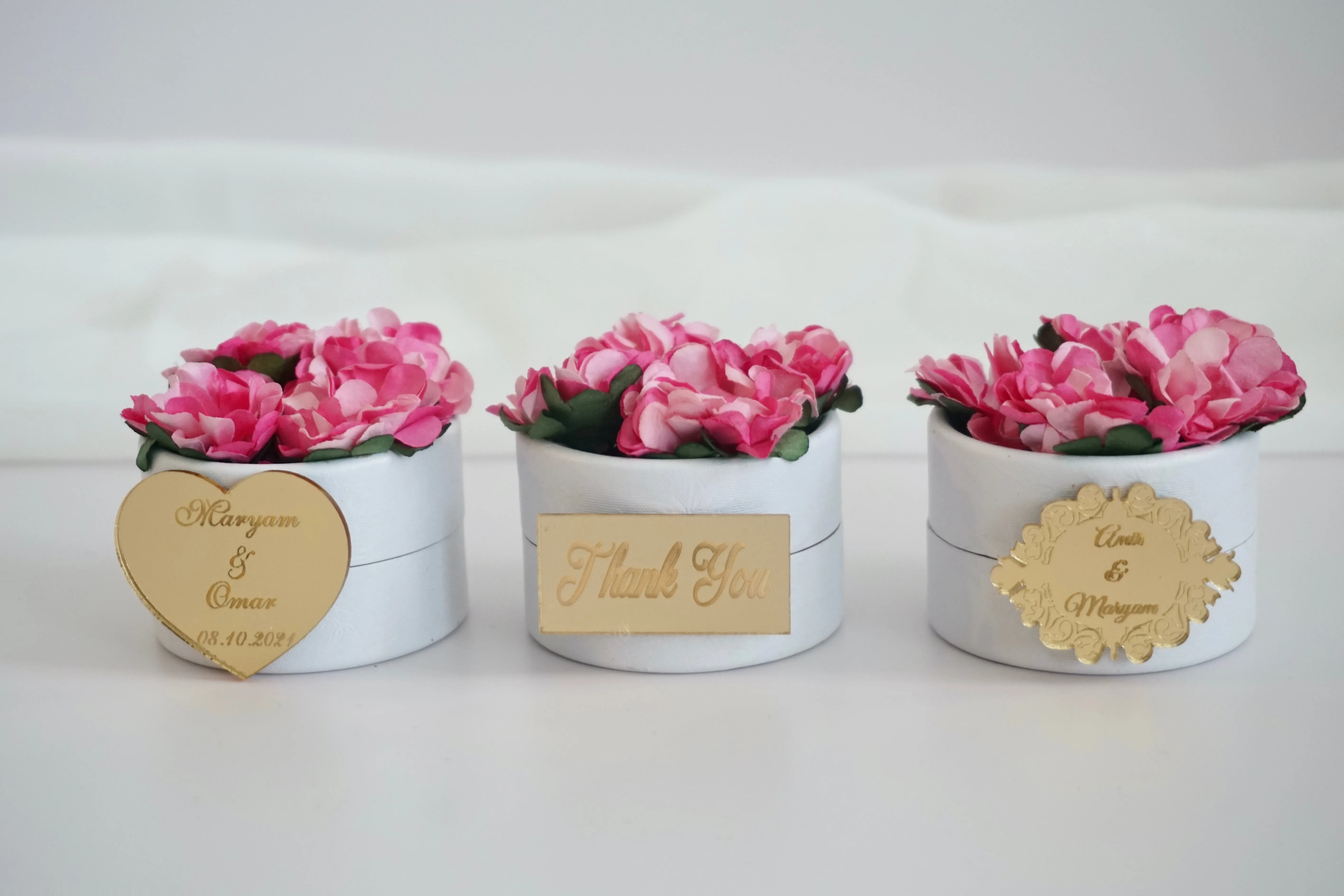 Personalized Candy Boxes with Pink Flowers - Ideal for Weddings, Bridal Showers, and Baby Showers