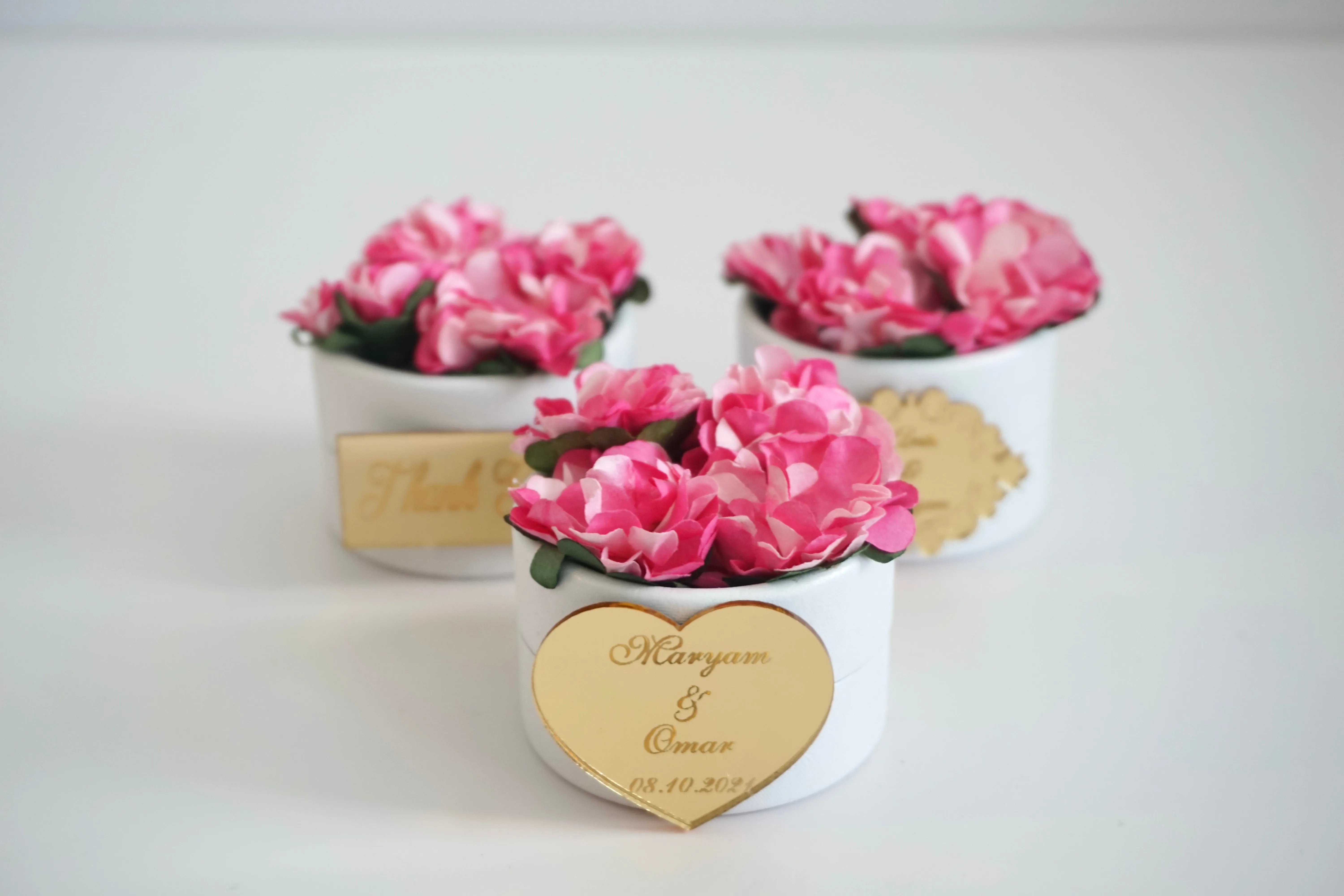 Personalized Candy Boxes with Pink Flowers - Ideal for Weddings, Bridal Showers, and Baby Showers